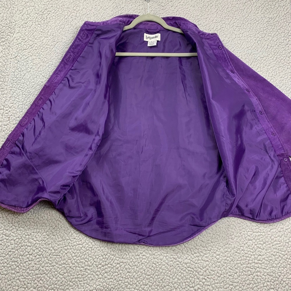 VTG Bagatelle Suede Shirt Womens Large Purple Genuine Leather Button Down Jacket - Picture 5 of 11